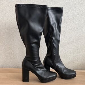 MIA Black Heeled Knee-High Boots